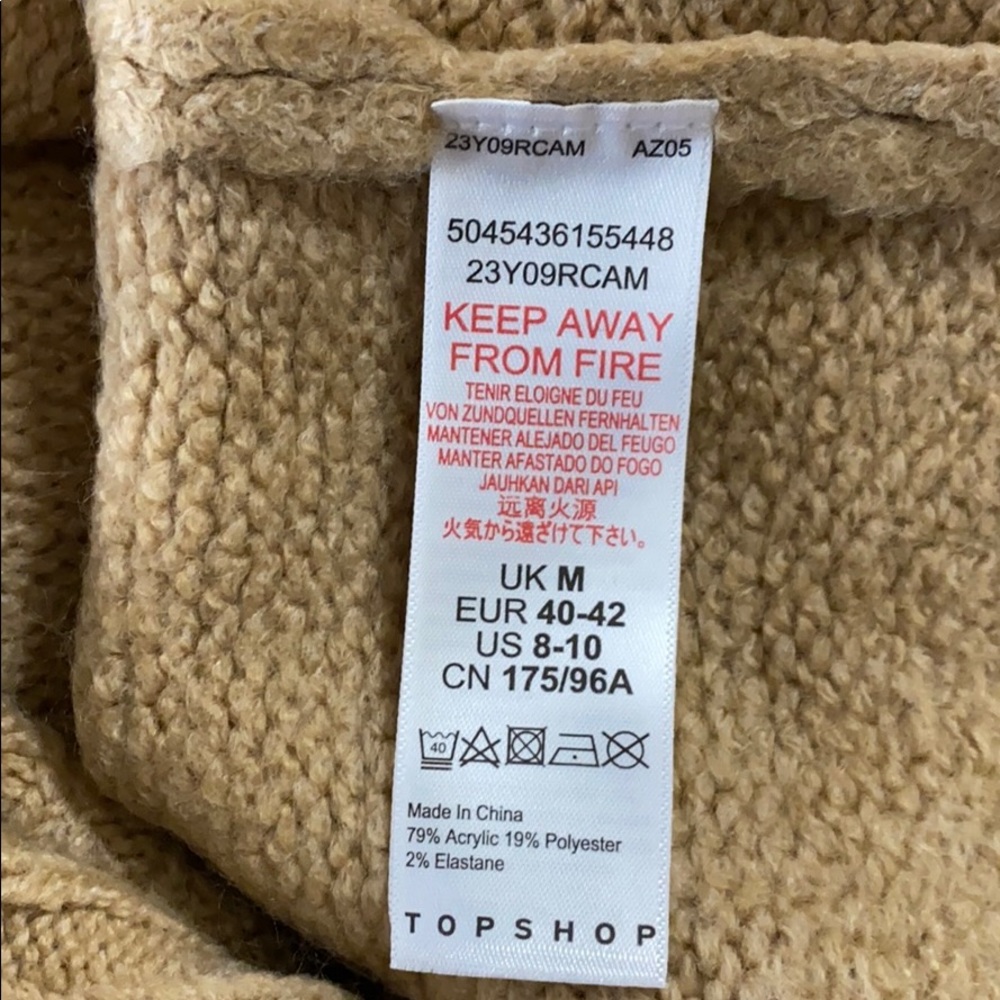 TOPSHOP Camel Tan Funnel Neck Sweater - Picture 6 of 9